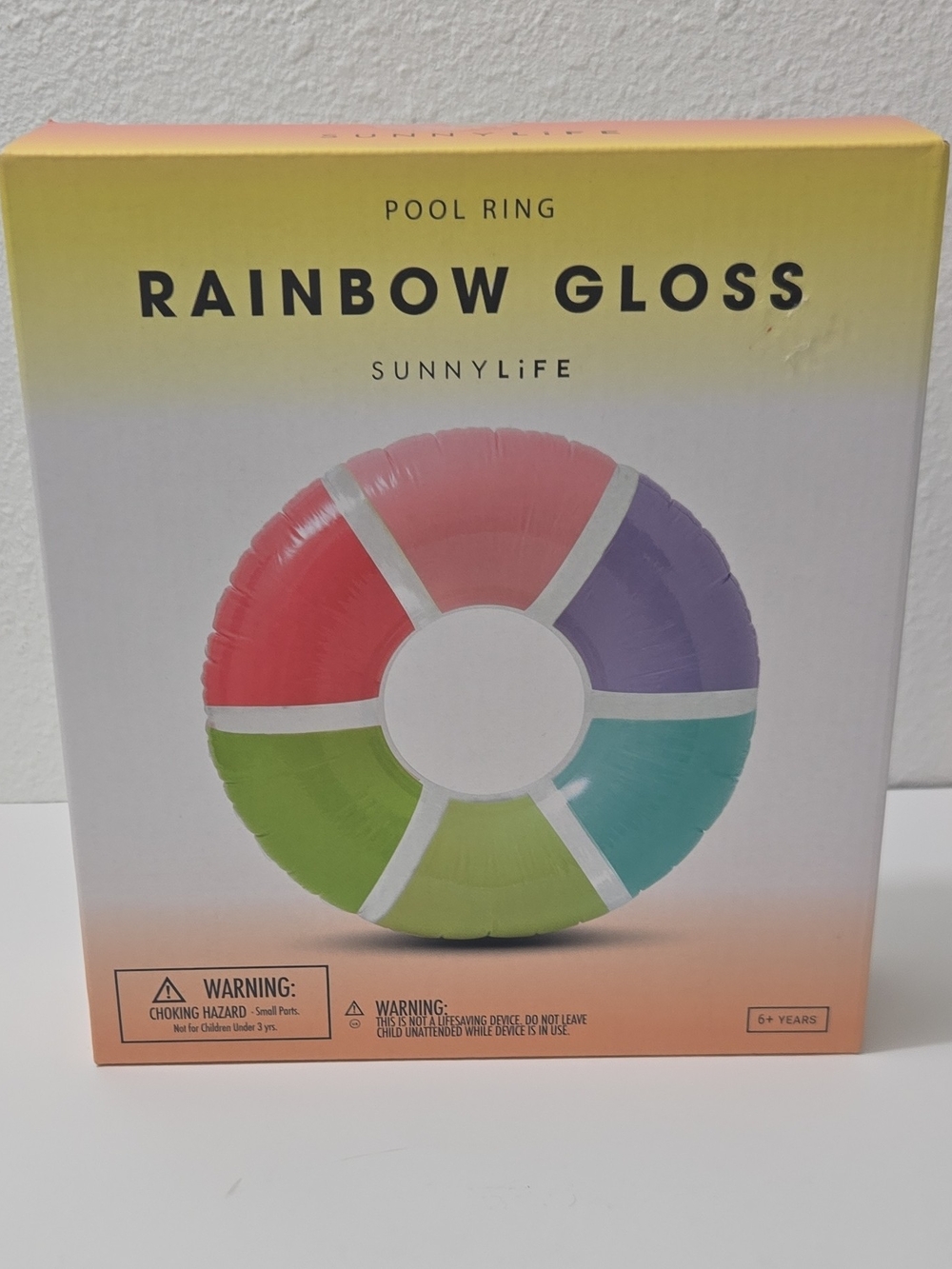 Sunnylife Glossy Rainbow Pool Ring - Pink, Red, Purple, Teal, Green, Yellow